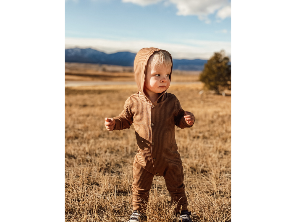 Cocoa Ribbed Button Romper