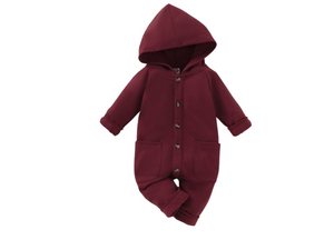 Wine Hooded Jumpsuit