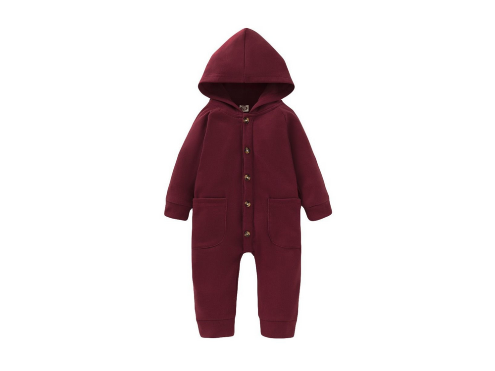 Wine Hooded Jumpsuit