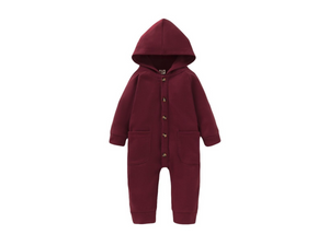 Wine Hooded Jumpsuit