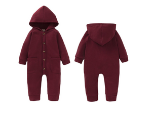 Wine Hooded Jumpsuit